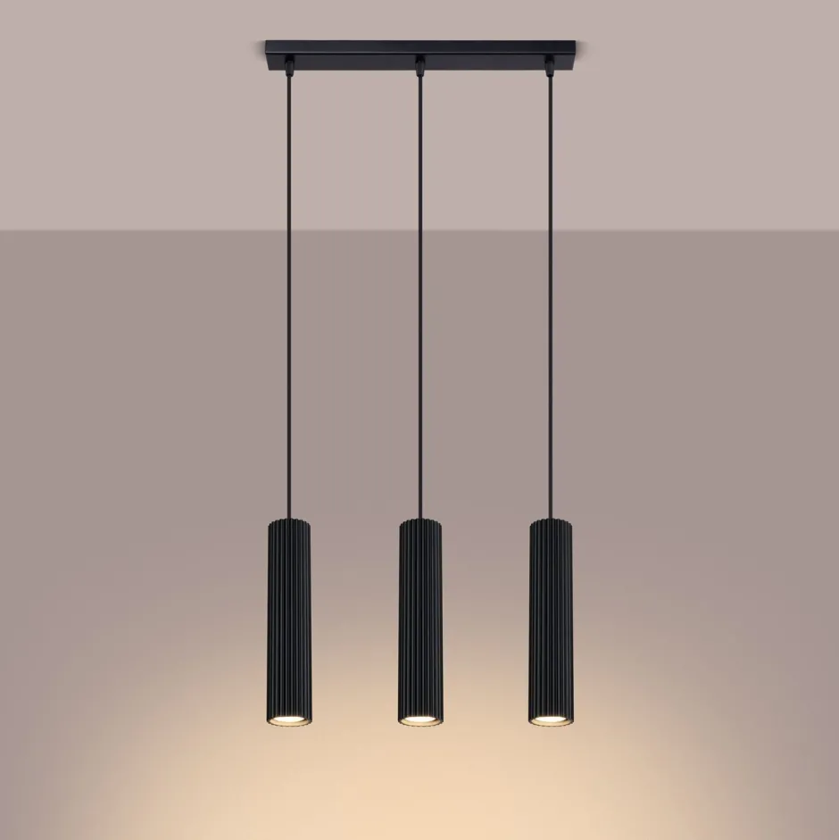 Sollux Pendelleuchte 3-flammig GU10 B: 45 cm Schwarz Modern BERTA< Hängelampen|Wohnzimmerlampen