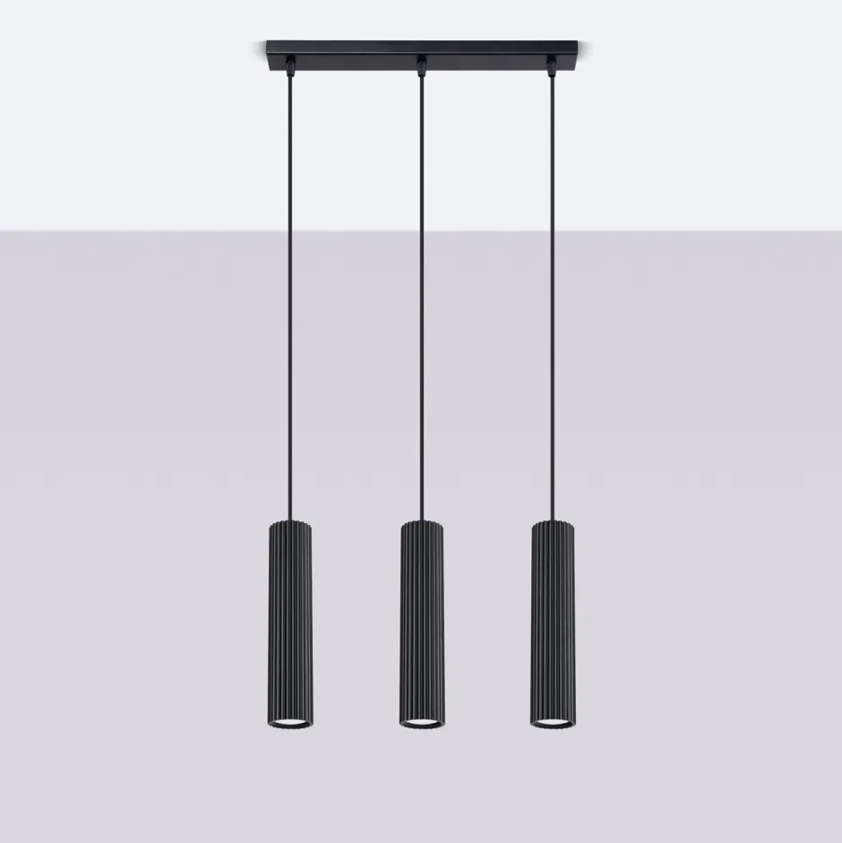 Sollux Pendelleuchte 3-flammig GU10 B: 45 cm Schwarz Modern BERTA< Hängelampen|Wohnzimmerlampen