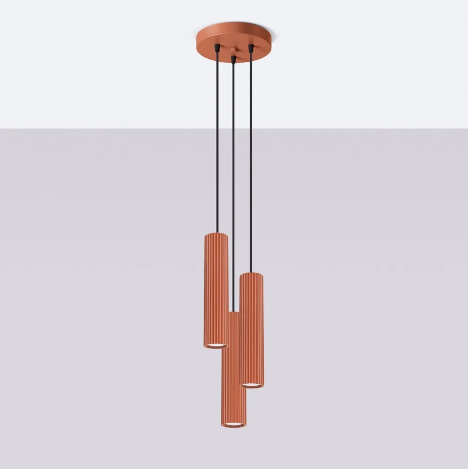 Hängelampen|Bürolampen*Sollux Pendelleuchte 3-flammig GU10 Rot aus Aluminium B: 19,5 cm