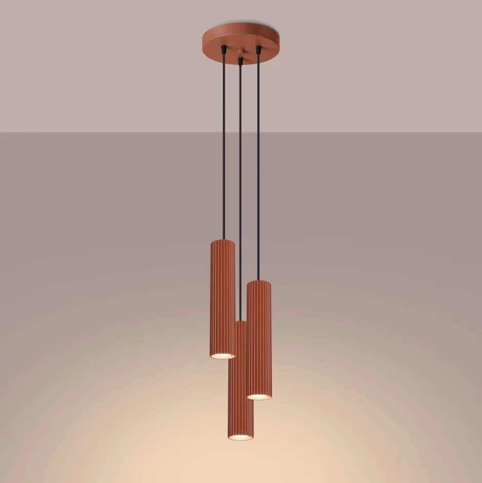 Hängelampen|Bürolampen*Sollux Pendelleuchte 3-flammig GU10 Rot aus Aluminium B: 19,5 cm