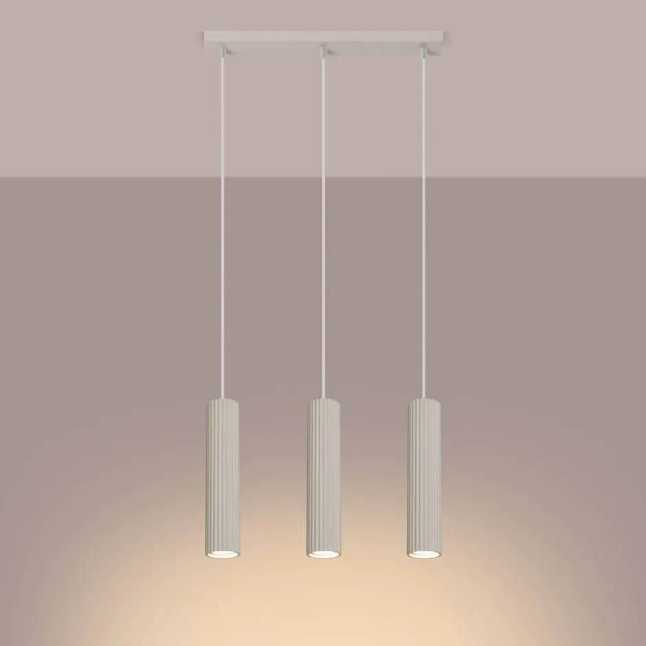 Hängelampen|Wohnzimmerlampen*Sollux Pendelleuchte 3-flammig GU10 B: 45 cm in Creme Modern
