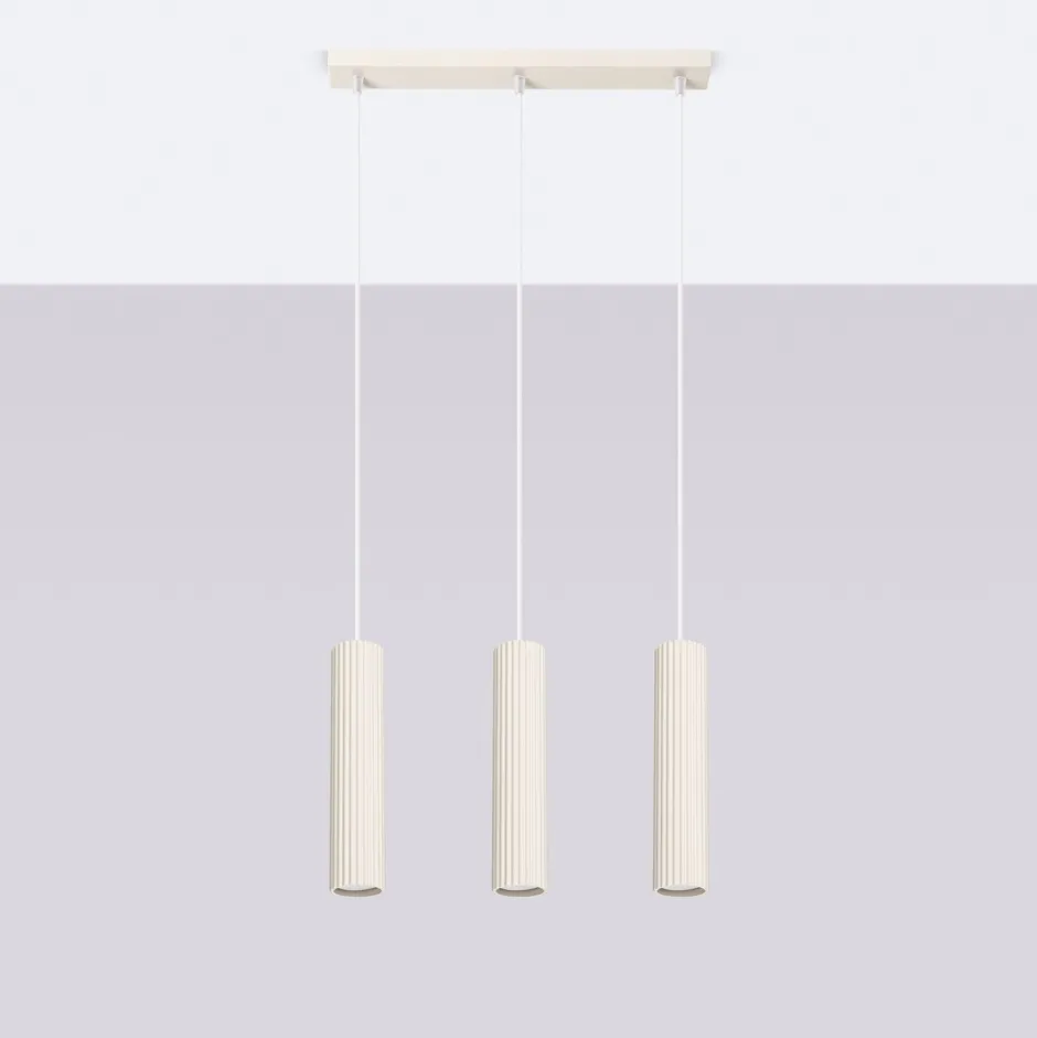 Hängelampen|Wohnzimmerlampen*Sollux Pendelleuchte 3-flammig GU10 B: 45 cm in Creme Modern