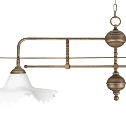 Giovanni Battista Pendelleuchte 2-flammig in Bronze Antik Weiß E27 Messing Glas< Hängelampen|Bürolampen