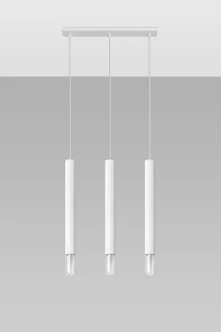 Moderne Lampen|Wohnzimmerlampen*Sollux Pendelleuchte 3-flammig Metall Glas Weiß B: 45 cm