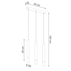 Moderne Lampen|Wohnzimmerlampen*Sollux Pendelleuchte 3-flammig Metall Glas Weiß B: 45 cm
