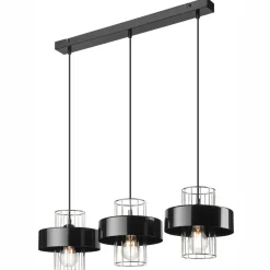 Lamkur Pendelleuchte 3-flammig Modern Schwarz Chrom E27 Metall< Bürolampen|Küchenlampen