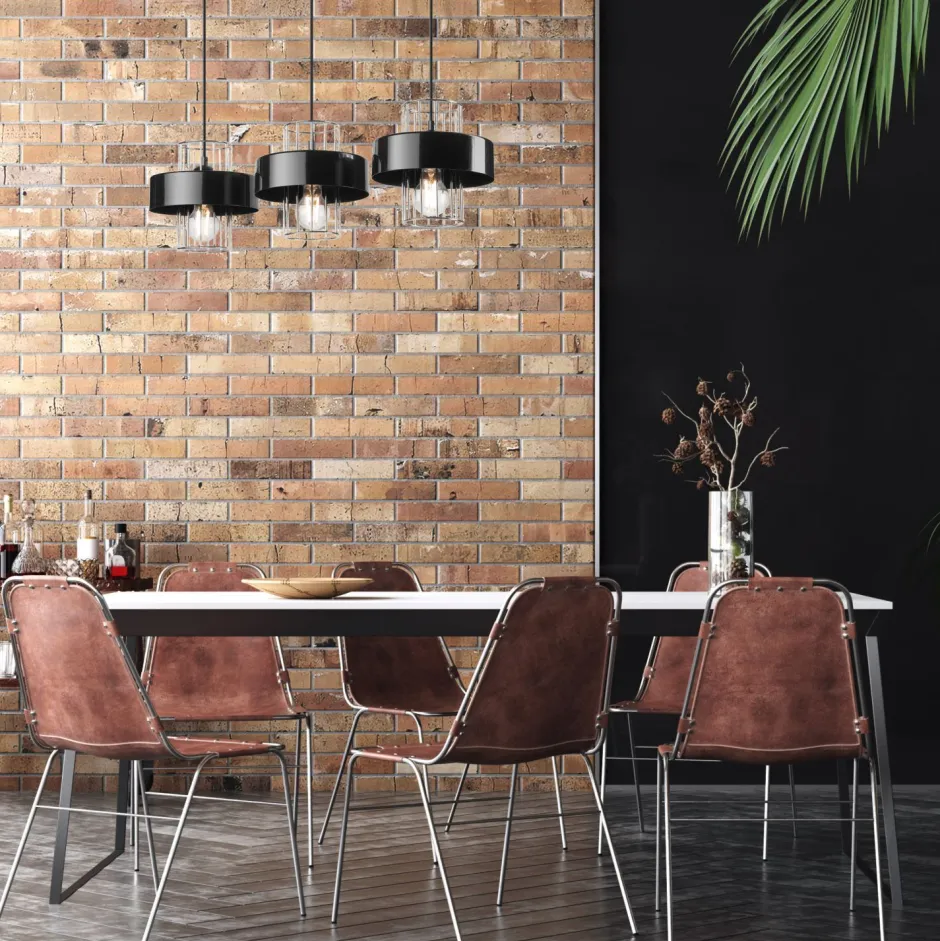 Lamkur Pendelleuchte 3-flammig Modern Schwarz Chrom E27 Metall< Bürolampen|Küchenlampen