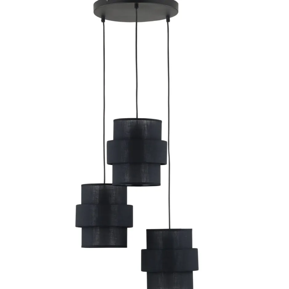 Hängelampen|Bürolampen*TK Lighting Pendelleuchte 3-flammig Schwarz Stoff Metall E27 verstellbar