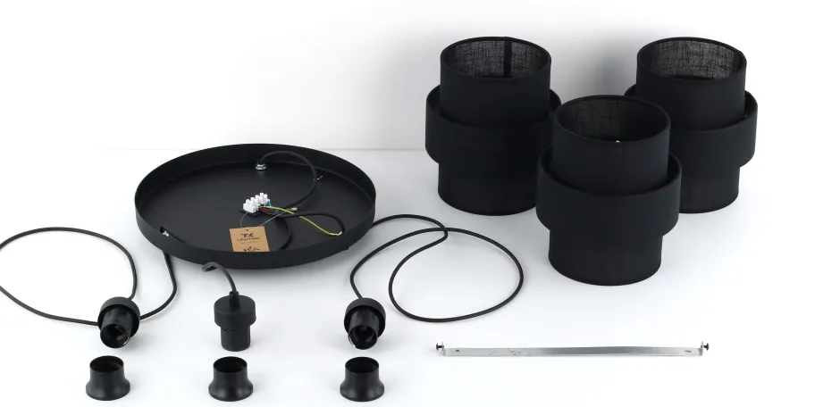 Hängelampen|Bürolampen*TK Lighting Pendelleuchte 3-flammig Schwarz Stoff Metall E27 verstellbar