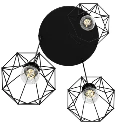 Esszimmer Lampen|Wohnzimmerlampen*Luminex Pendelleuchte 3-flammig Schwarz Metall Draht Schirm