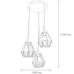 Esszimmer Lampen|Wohnzimmerlampen*Luminex Pendelleuchte 3-flammig Schwarz Metall Draht Schirm