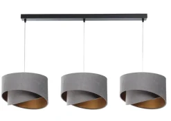 BPS Koncept Pendelleuchte 3-flammig Schwarz Grau Gold E27 Velours Optik< Hängelampen|Bürolampen