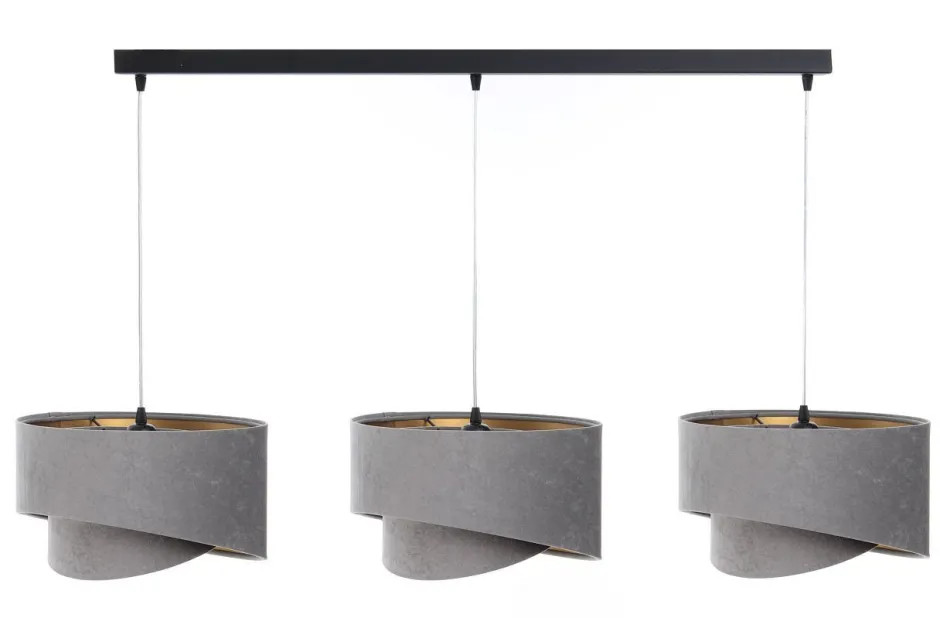 BPS Koncept Pendelleuchte 3-flammig Schwarz Grau Gold E27 Velours Optik< Hängelampen|Bürolampen