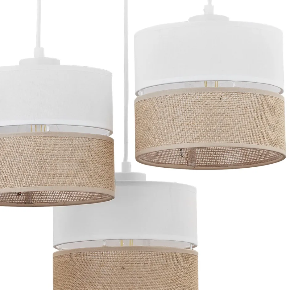 Wohnzimmerlampen|Stofflampen*TK Lighting Pendelleuchte 3-flammig Stoff Jute Boho E27 Modern