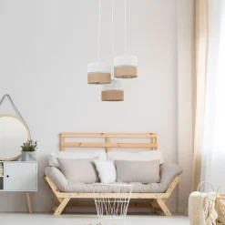 Wohnzimmerlampen|Stofflampen*TK Lighting Pendelleuchte 3-flammig Stoff Jute Boho E27 Modern