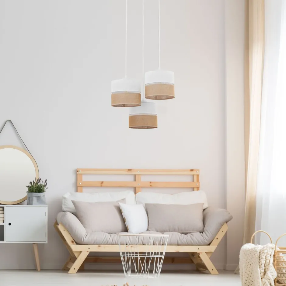 Wohnzimmerlampen|Stofflampen*TK Lighting Pendelleuchte 3-flammig Stoff Jute Boho E27 Modern