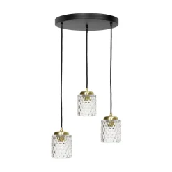 Hängelampen|Bürolampen*Giovanni Battista Pendelleuchte 3-flammig verstellbar Messing Eisen Glas Ø 45 cm