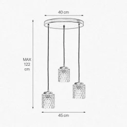 Hängelampen|Bürolampen*Giovanni Battista Pendelleuchte 3-flammig verstellbar Messing Eisen Glas Ø 45 cm