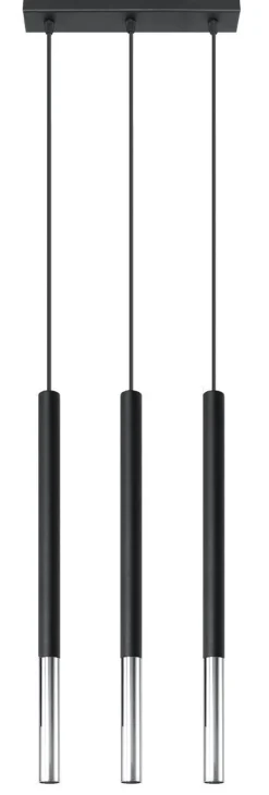 Sollux Pendelleuchte GALKA 3-flammig verstellbar Schwarz Chrom< Moderne Lampen|Wohnzimmerlampen