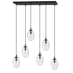 Emibig Pendelleuchte Glas 70 cm breit Schwarz Transparent E14< Bürolampen|Küchenlampen