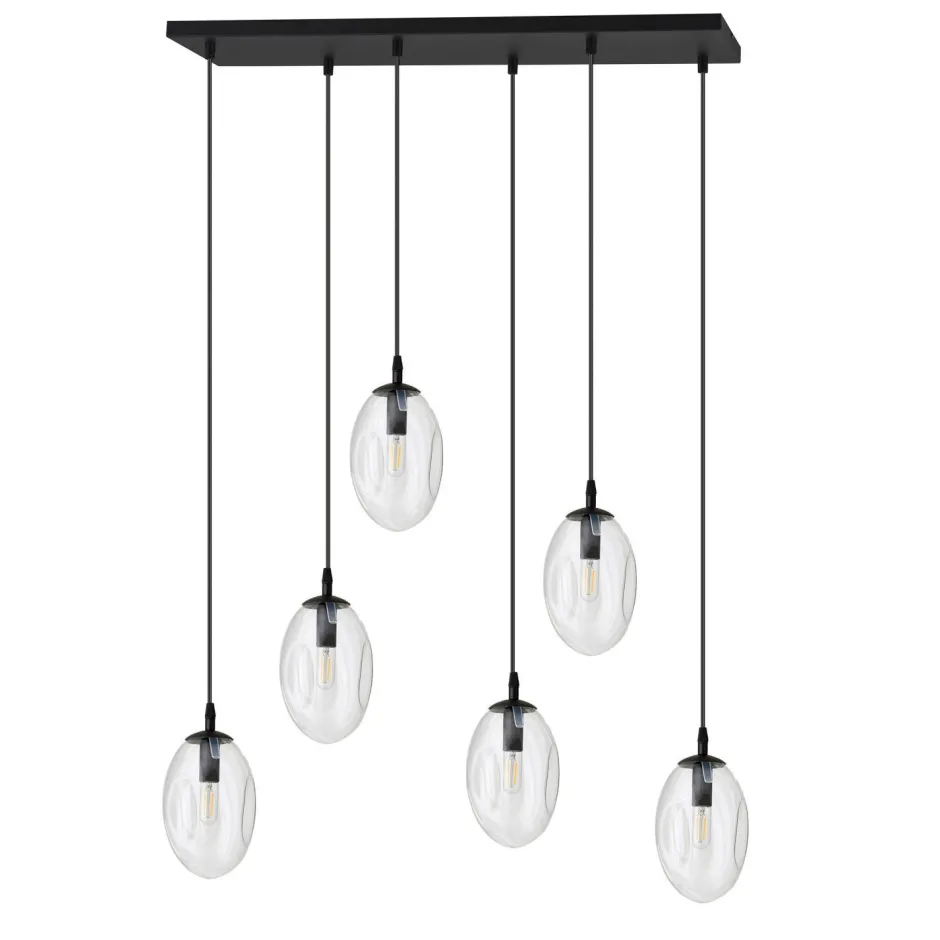 Emibig Pendelleuchte Glas 70 cm breit Schwarz Transparent E14< Bürolampen|Küchenlampen