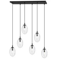 Emibig Pendelleuchte Glas 70 cm breit Schwarz Transparent E14< Bürolampen|Küchenlampen