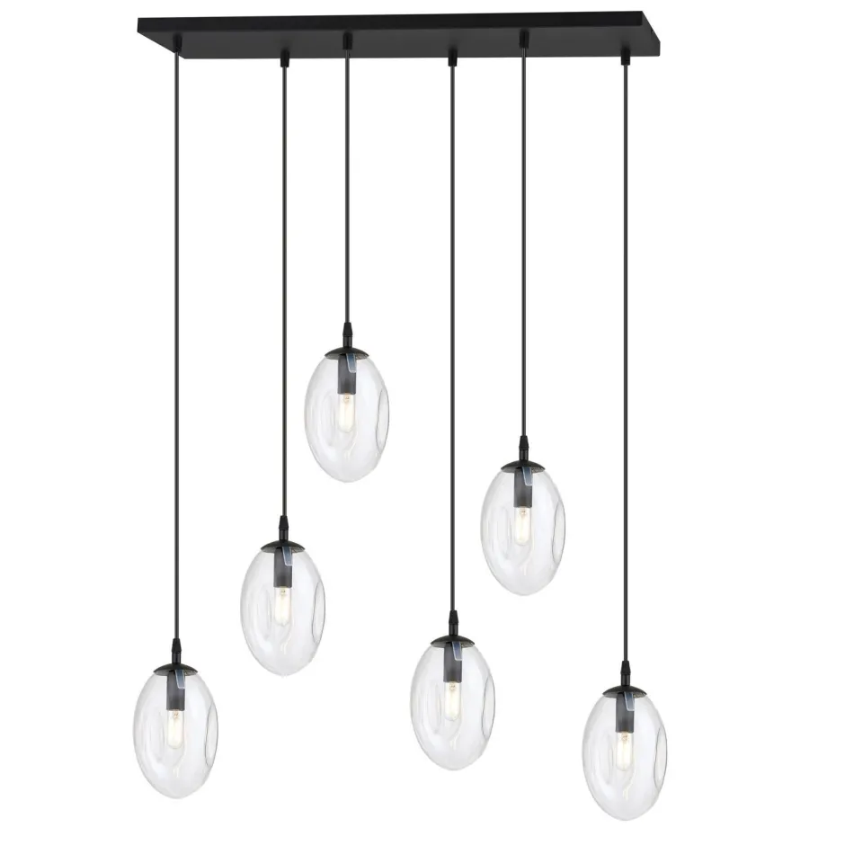 Emibig Pendelleuchte Glas 70 cm breit Schwarz Transparent E14< Bürolampen|Küchenlampen