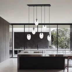 Emibig Pendelleuchte Glas 70 cm breit Schwarz Transparent E14< Bürolampen|Küchenlampen