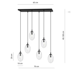 Emibig Pendelleuchte Glas 70 cm breit Schwarz Transparent E14< Bürolampen|Küchenlampen