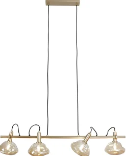 Eco-Light Pendelleuchte Glas Aluminium in Gold 114 cm E14 4-flmg< Hängelampen|Esszimmer Lampen