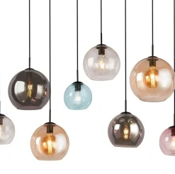 Hängelampen|Bürolampen*Searchlight Pendelleuchte Glas B: 151 cm Bunt Kugel Schirme 8x E27