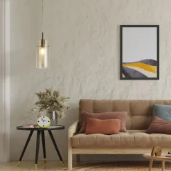 Hängelampen|Esszimmer Lampen*Searchlight Pendelleuchte Glas E14 D: 13 cm in Messing Champagner