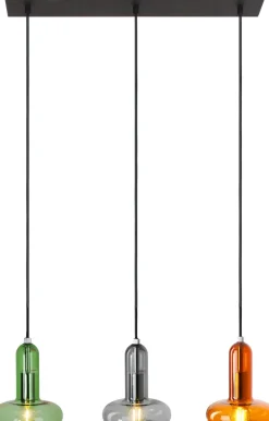 Eco-Light Pendelleuchte Glas Grün Rauchgrau Bernstein E14 65 cm< Wohnzimmerlampen|Glaslampen