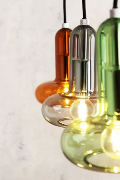 Eco-Light Pendelleuchte Glas Grün Rauchgrau Bernstein E14 65 cm< Wohnzimmerlampen|Glaslampen