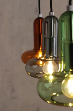 Eco-Light Pendelleuchte Glas Grün Rauchgrau Bernstein E14 65 cm< Wohnzimmerlampen|Glaslampen