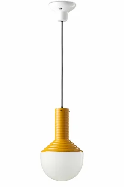 Wohnzimmerlampen|Esszimmer Lampen*Ferroluce Pendelleuchte Glas Keramik E27 rund D: 24 cm Weiß Gelb