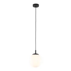 Wohnzimmerlampen|Glaslampen*TK Lighting Pendelleuchte Glas Kugel Ø 25 cm Schwarz Weiß E27 BRYCE