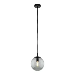 Hängelampen|Esszimmer Lampen*TK Lighting Pendelleuchte Glas Kugel Ø 30 cm Schwarz Grau E27 BRYCE
