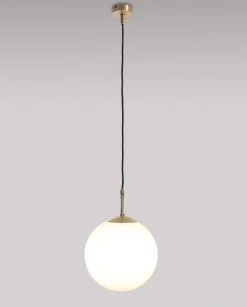 Giovanni Battista Pendelleuchte Glas Kugel Echt-Messing rund Esstisch< Hängelampen|Kugellampen