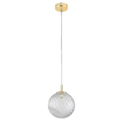 Jugendstil Lampen|Kugellampen*TK Lighting Pendelleuchte Glas Kugel Ø 21 cm in Gold verstellbar