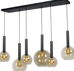 Masterlight Pendelleuchte Glas Metall verstellbar 6-flammig E27< Hängelampen|Kugellampen