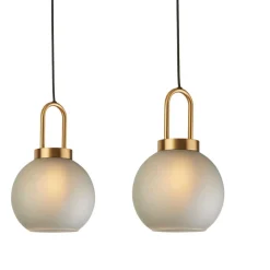 Searchlight Pendelleuchte Glas Metall 3-flammig in Messing Weiß geätzt E27< Hängelampen|Esszimmer Lampen