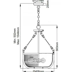 Elstead Pendelleuchte Glas Metall rund Ø 40,6 cm 3x E27 Vintage< Hängelampen|Bürolampen