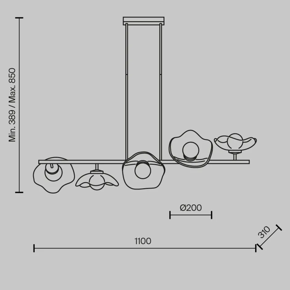 Maytoni Pendelleuchte Glas Metall G9 H: max. 84,4 cm in Messing< Hängelampen|Bürolampen
