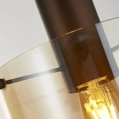 Wohnzimmerlampen|Glaslampen*Searchlight Pendelleuchte Glas Metall Braun Bernstein E27 D: 20 cm