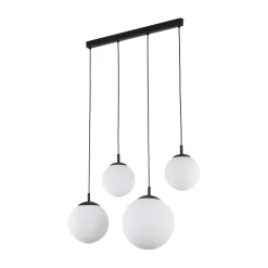 TK Lighting Pendelleuchte Glas Metall L: 87cm Schwarz Weiß E27 4-flammig< Hängelampen|Esszimmer Lampen