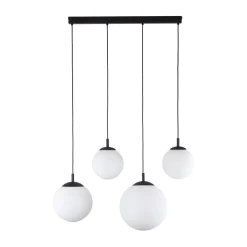 TK Lighting Pendelleuchte Glas Metall L: 87cm Schwarz Weiß E27 4-flammig< Hängelampen|Esszimmer Lampen