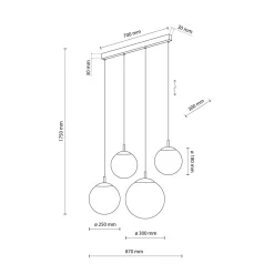 TK Lighting Pendelleuchte Glas Metall L: 87cm Schwarz Weiß E27 4-flammig< Hängelampen|Esszimmer Lampen