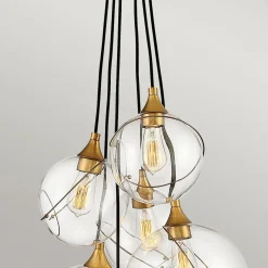 Elstead Pendelleuchte Glas Metall E27 B: 58,9 cm Kugelschirm< Bürolampen|Wohnzimmerlampen