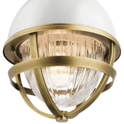 Hängelampen|Bürolampen*Elstead Pendelleuchte Glas Metall E27 Ø 20,4 cm in Messing Weiß